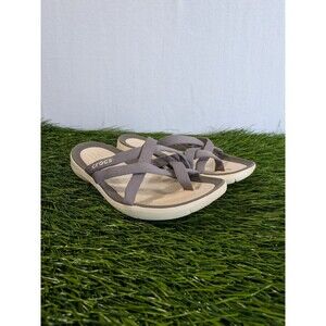 Crocs Swiftwater Webbing Grey & White Strappy Flip Flops Women's Size 4